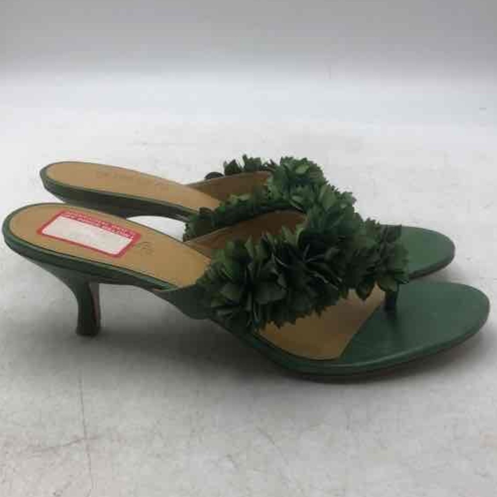 Kirna Zabete By Nine West Womens Green Slip-On Kitten Heel Slide Sandals Size 9M